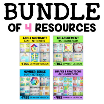 Preview of Math Interactive Notebooks Activities Bundle + FREE Spanish