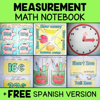 Preview of Measurement and Data Math Interactive Notebook + FREE Spanish