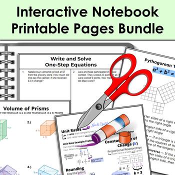 Preview of Interactive Math Notebook Printable Pages Bundle