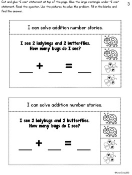 interactive math notebook for kindergarten unit 7 number stories