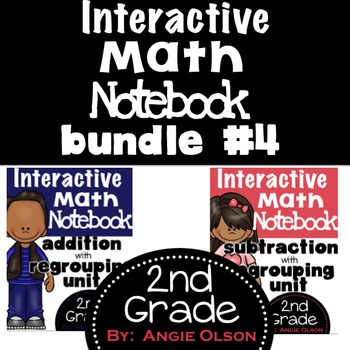 Preview of Addition & Subtraction with Regrouping Second Grade Math Notebook Bundle