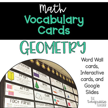 Preview of Interactive Math Word Wall Vocabulary Cards & Digital Cards: Geometry