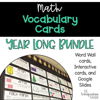 Preview of Interactive Math Word Wall Vocabulary Cards & Digital Cards: Year Long Bundle