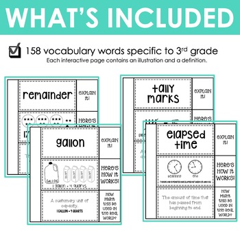Interactive Math Vocabulary for 3rd Grade | TpT