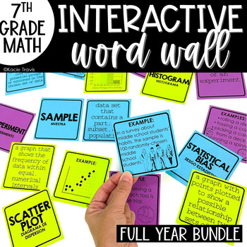 Preview of Interactive Math Word Wall Card Sort 7th Grade Vocabulary Bundle