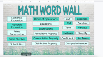 Preview of Interactive Math Word Wall: Numeric & Algebraic Expressions 