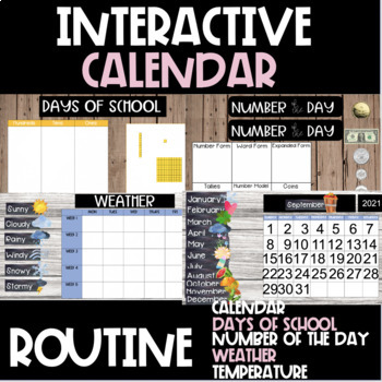 Preview of Interactive Morning Calendar Routine - Farmhouse Theme
