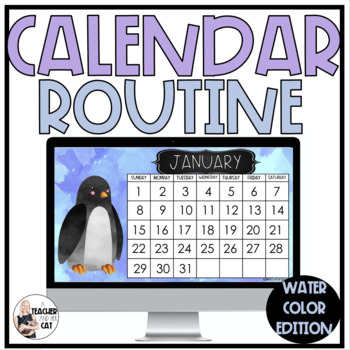 Preview of Interactive Morning Calendar Routine with Watercolor Theme