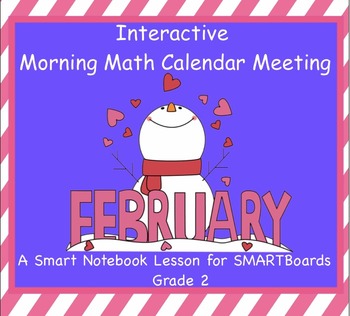 Preview of Interactive Morning Math Calendar Meeting SMARTBoard for February Common Core