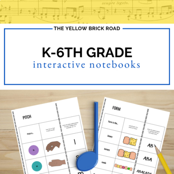 Preview of Kindergarten-6th Grade Music Interactive Notebook Bundle - Music Lessons