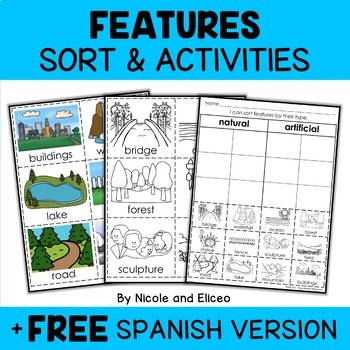Preview of Physical Features Sort Activities + FREE Spanish
