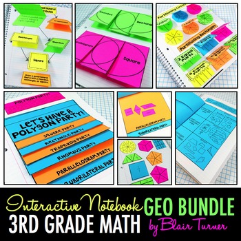 Preview of Interactive Notebook: 3rd Grade CCSS Geometry BUNDLE