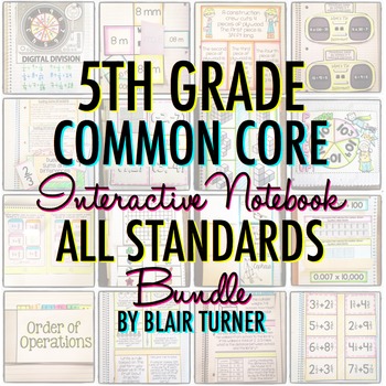 Preview of Math Interactive Notebook: 5TH GRADE ALL STANDARDS BUNDLE