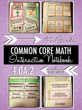 Preview of Interactive Notebook Activities - Comparison Word Problems {4.OA.2}