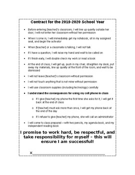 Preview of Interactive Notebook Back-to-School Student Behavior Contract