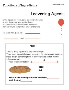 Preview of Interactive Notebook: Baking: Unit 2: Part 4: Leavening Agents