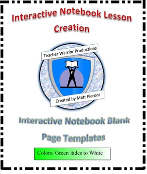 Preview of Interactive Notebook Blank Template Pages- Green/White