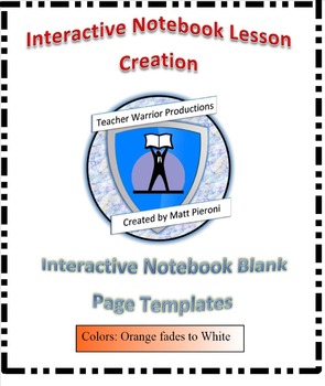 Preview of Interactive Notebook Blank Template Pages- Orange/White