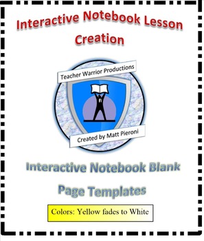 Preview of Interactive Notebook Blank Template Pages- Yellow/White