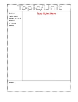 Preview of Interactive Notebook Cornell Notes Template