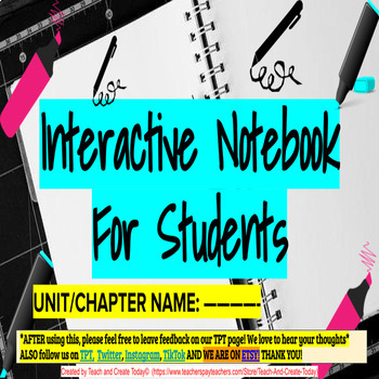 Preview of Interactive Notebook  Digital Template for ELA History Science ETC