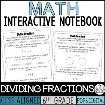 Preview of Interactive Notebook Dividing Fractions | Print & Digital