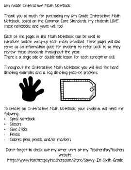 Interactive Notebook Expressions and Equations by Savvy in Sixth Grade