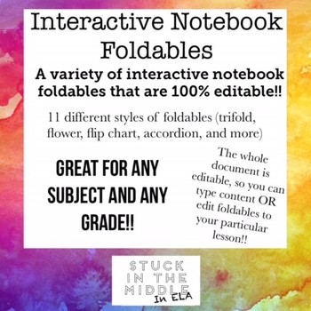 Preview of Interactive Notebook Foldable Templates **Editable!!**