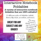 Interactive Notebook Foldable Templates **Editable!!**