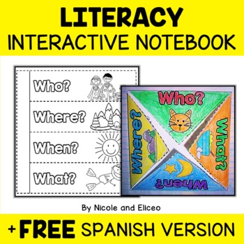 Preview of Literacy Reading Comprehension Interactive Notebook Activities + FREE Spanish