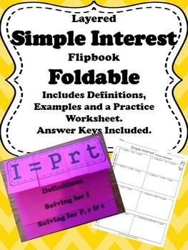 Preview of Interactive Notebook (INB) Simple Interest Foldable and Practice Worksheet