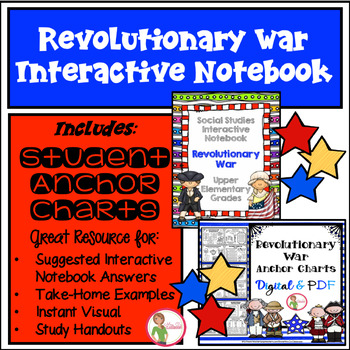 Preview of REVOLUTIONARY WAR INTERACTIVE NOTEBOOK & (DIGITAL & PDF) ANCHOR CHARTS COMBO