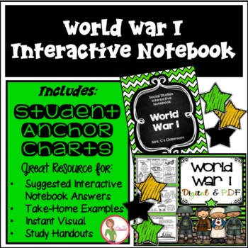 Preview of WORLD WAR 1 (WW1) - INTERACTIVE NOTEBOOK & (DIGITAL & PDF) ANCHOR CHARTS COMBO
