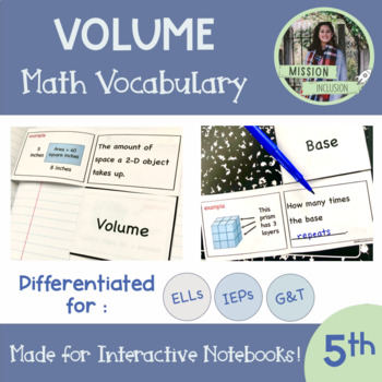Preview of Interactive Notebook Math Vocabulary (Volume)