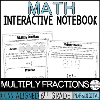Interactive Notebook Multiply Fractions | Print & Digital | TpT