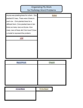 Preview of Interactive Notebook Page: Organizing My Work for Multi-Step Word Problems