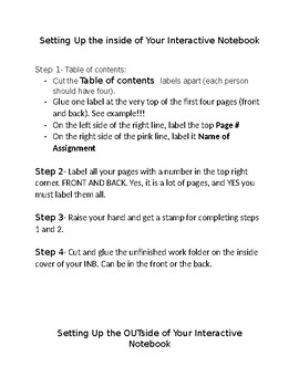 Preview of Interactive Notebook Set Up Directions