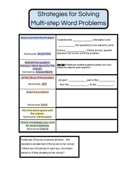 Preview of Interactive Notebook: Strategies for Solving Multi-step Word Problems