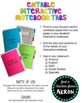 Preview of Interactive Notebook Tabs [Editable]