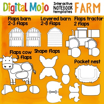 Preview of Interactive Notebook Templates Farm Themed - Commercial Use OK