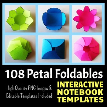 Preview of Interactive Notebook Templates - Easy to Cut Petal Pack - 108 Templates!