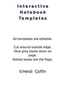 Preview of Interactive Notebook Templates "Word"