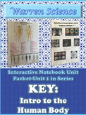 Interactive Notebook Unit Packet KEY:Intro to Human Body-U
