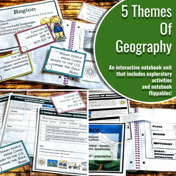 Preview of Interactive Notebook Unit with Flippables: Five Themes of Geography