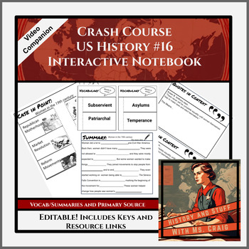 Preview of Interactive Notebook: Women in the 19th Century: Crash Course US History #16