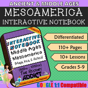 Preview of Interactive Notebook for Middle Ages (Ancient) Mesoamerica ~ Common Core 5-9