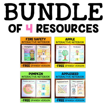 Preview of Fall Theme Interactive Notebooks Activities Bundle + FREE Spanish
