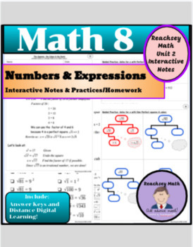 Preview of Interactive Notes & Practices: (NS2 & EEA2) Perfect/Non-Perfect square&cube Root