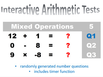 Preview of Interactive Arithmetic Tests