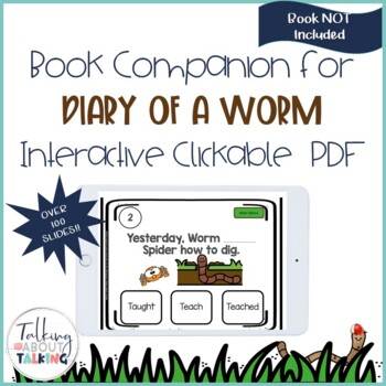 Preview of Interactive PDF Book Companion Diary of a Worm- Speech Therapy Distance Learning